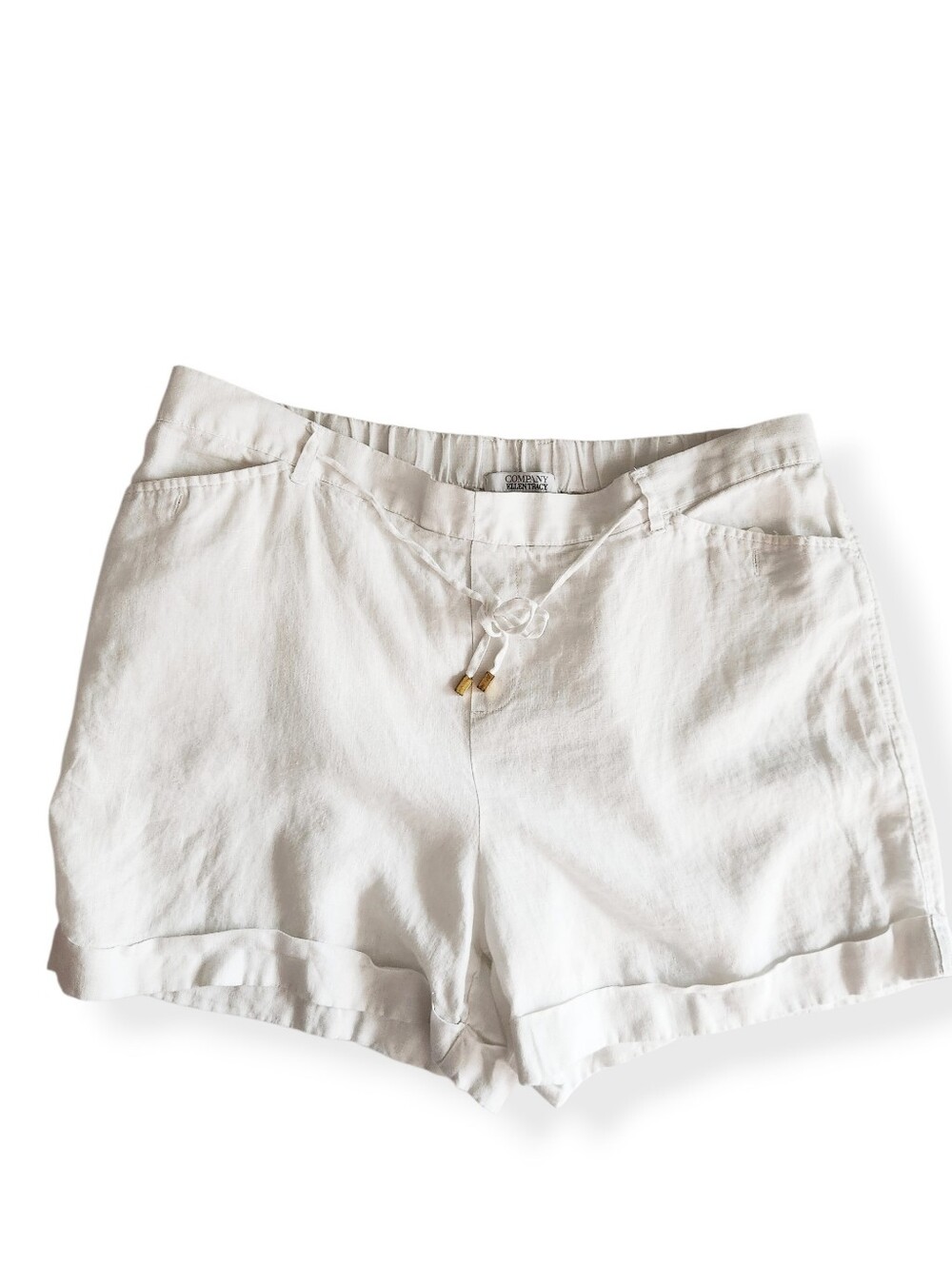 Ellen Tracy Company White Linen Shorts with Pockets Size XXL